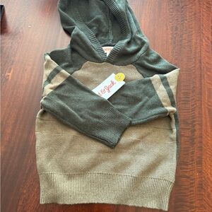 Target cat & jack knit sweater hood striped two tone green nwt
